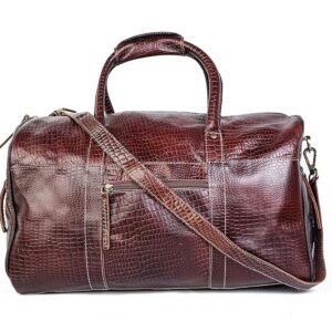 vegan leather weekender duffle bag – best cabin size airbags travel duffel bags for short trips | small handbag for men & women (dark coffee)